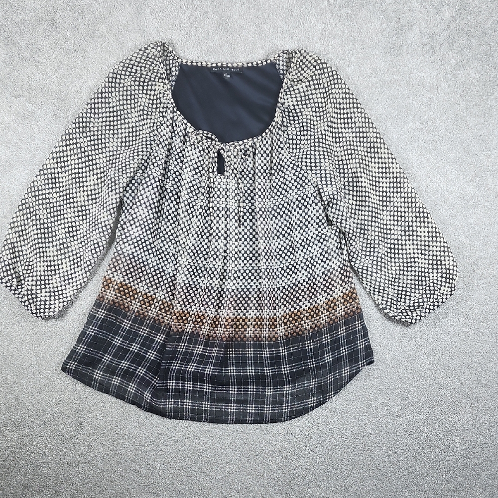 Sara Michelle Stylish Blouse Black, White, Brown Women's Size Medium